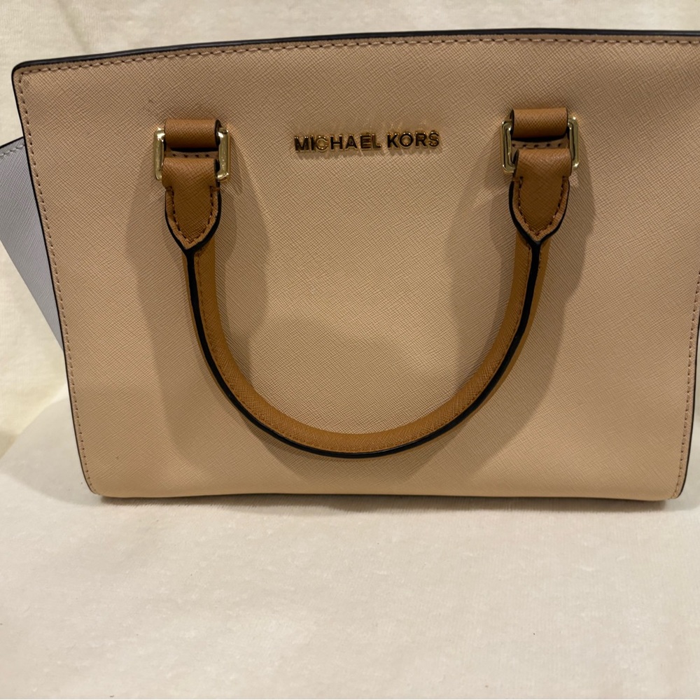 Michael Kors Beige and Brown Satchel "Selma"